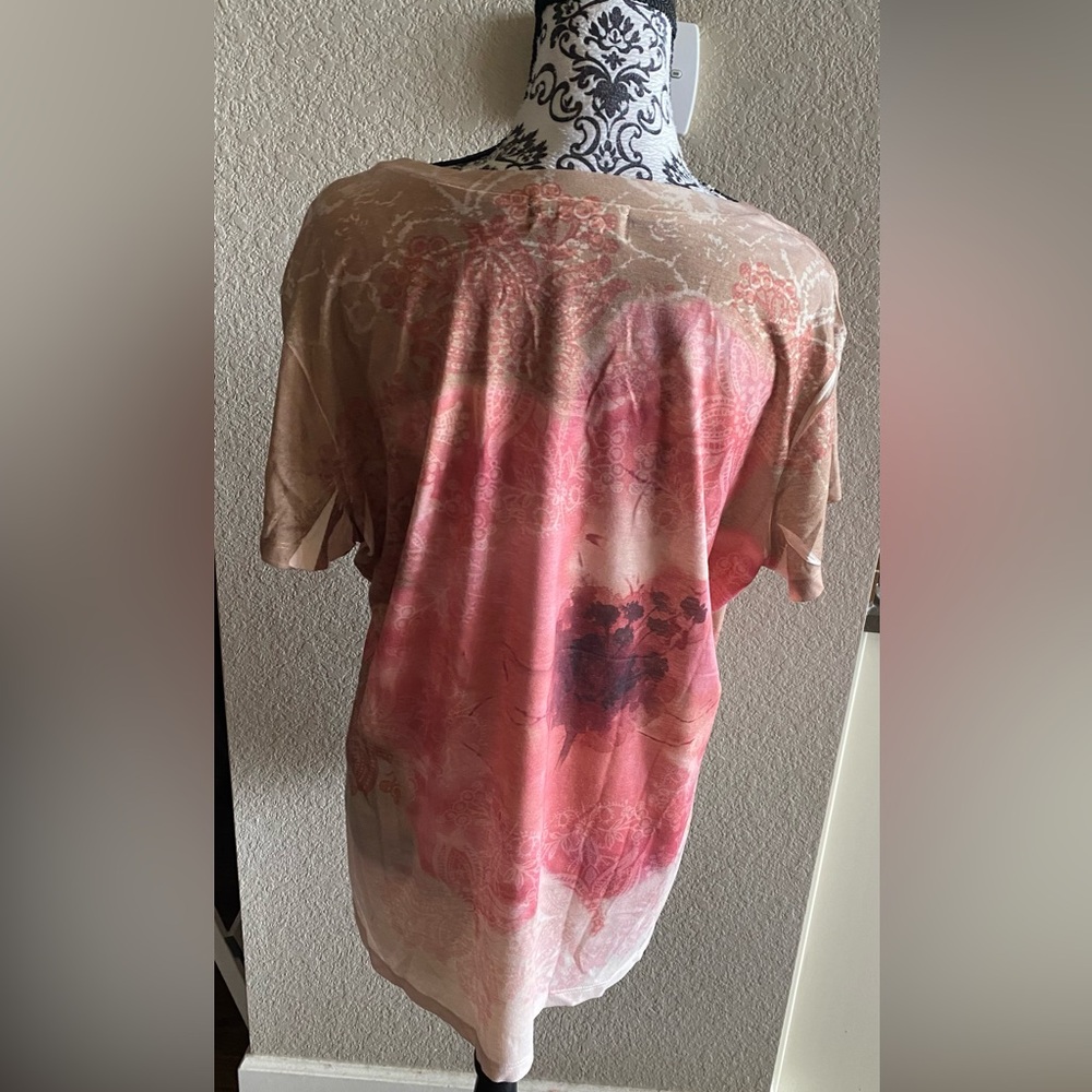 Appropriate Behavior XXL Top Sublimation Style Pink Rhinestone Shirt Short Slv - Picture 4 of 6